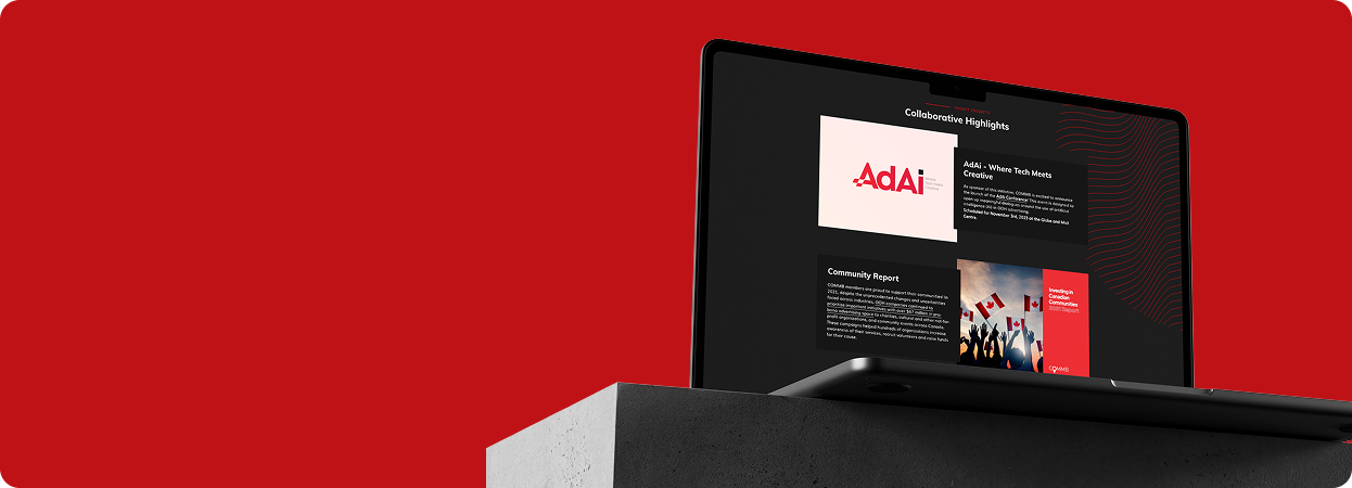Vista Technologies web design project for the Canadian Out-of-Home Marketing Bureau showcasing AdAi and community highlights